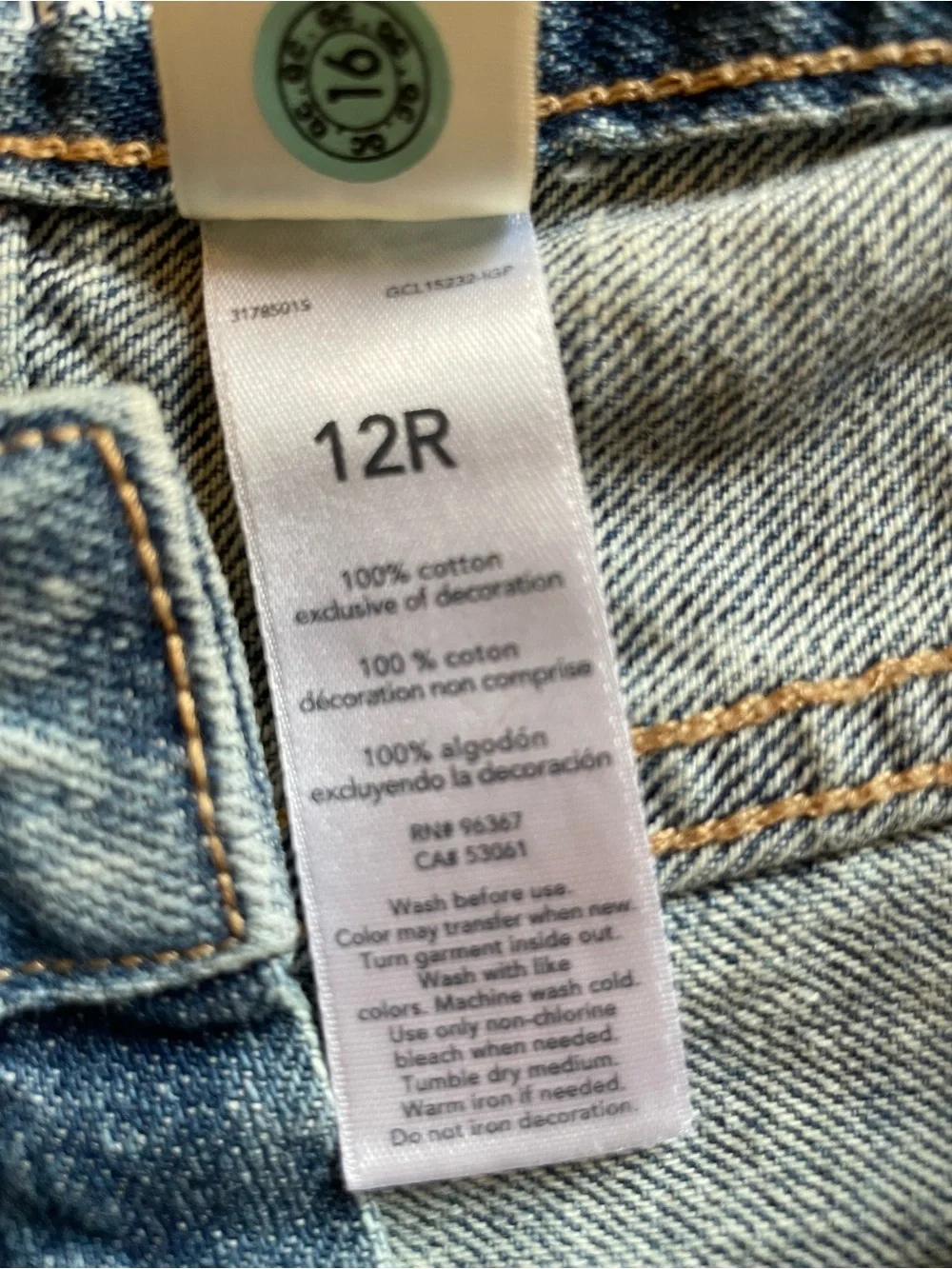 OshKosh B'gosh Light Blue Wash Straight-Leg Snap Jeans EZ Adjust Waist Size 12R